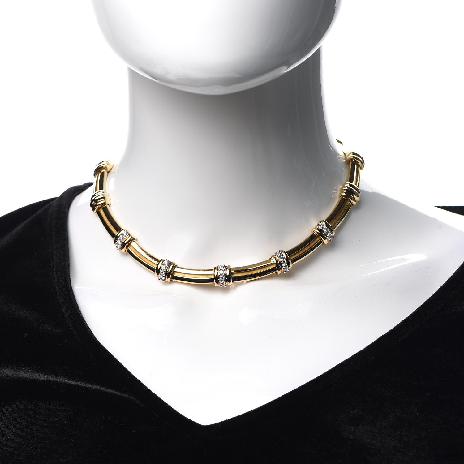Tiffany 18K Yellow Gold Platinum Diamond Atlas Necklace 2 of 5