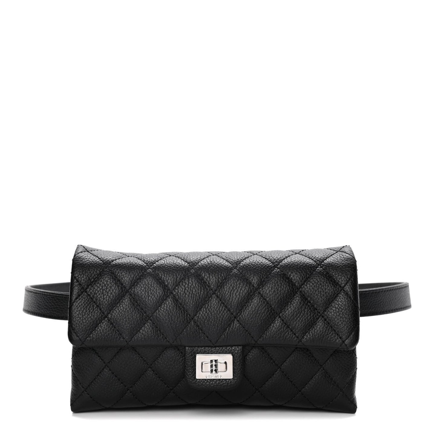 Grained Calfskin Quilted 2.55 Reissue Flap Belt Bag Clutch Black