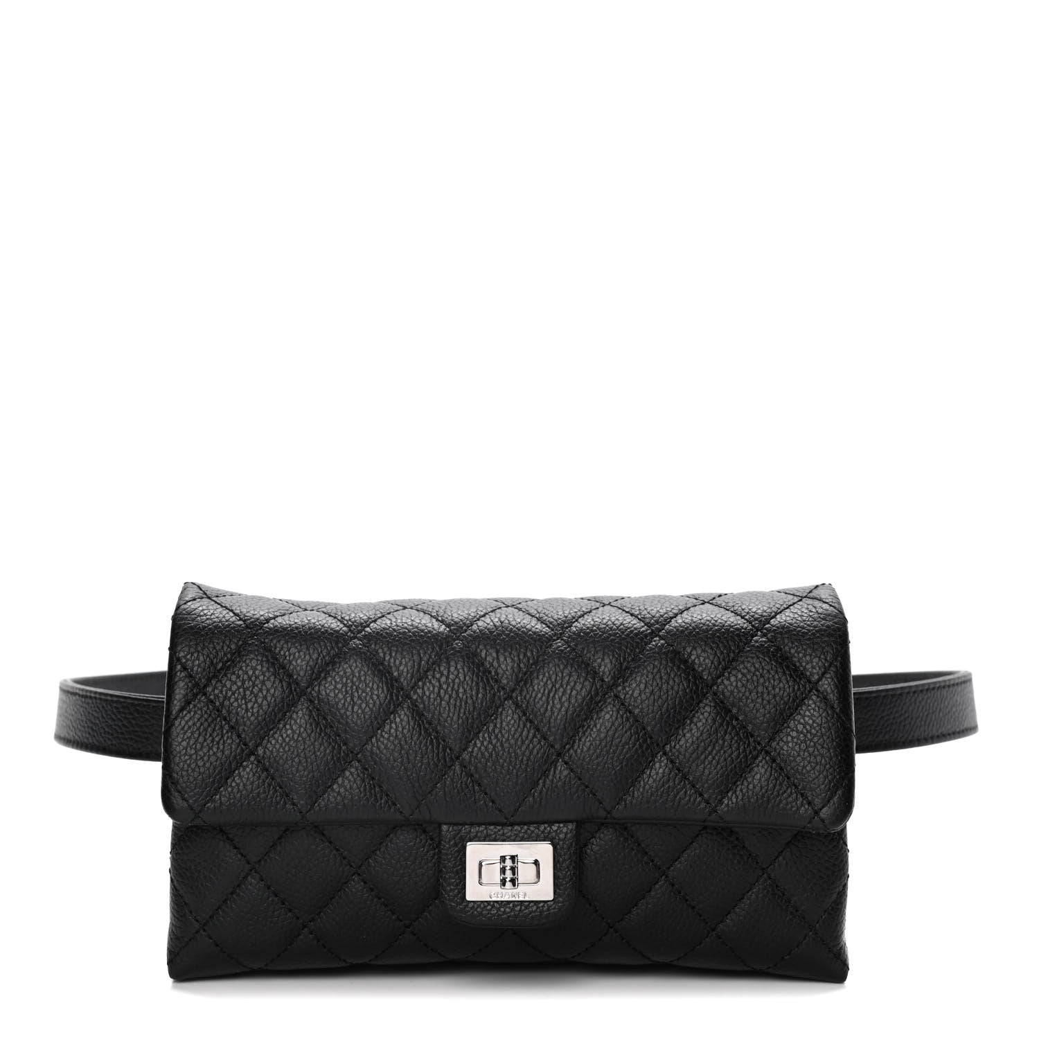 Chanel Grained Calfskin Quilted 2.55 Reissue Flap Belt Bag Clutch Black 1 of 10