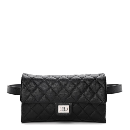 Chanel Grained Calfskin Quilted 2.55 Reissue Flap Belt Bag Clutch Black 1 of 10