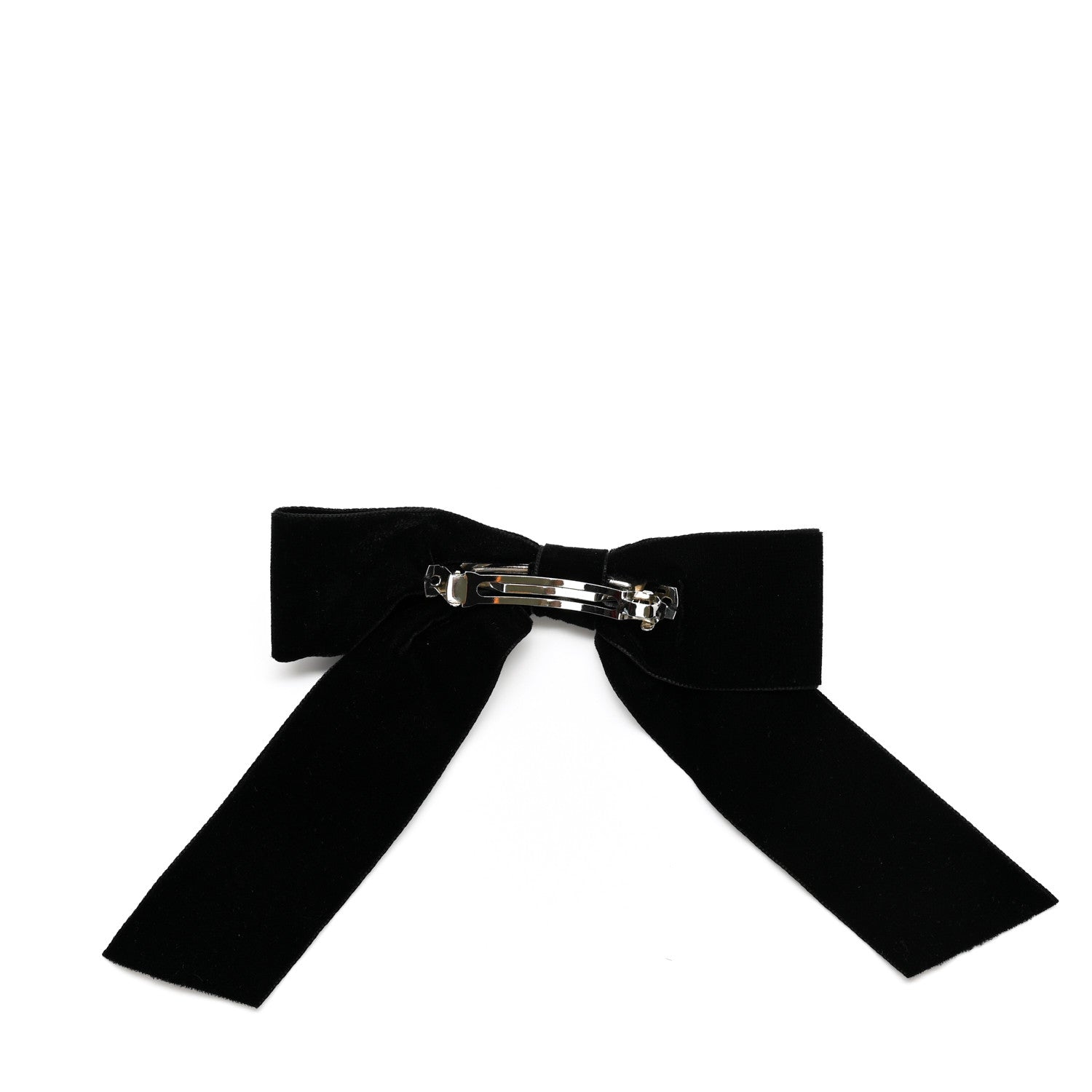 Chanel Velvet Bow CC Hair Clip Black 2 of 6