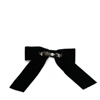 Chanel Velvet Bow CC Hair Clip Black 2 of 6