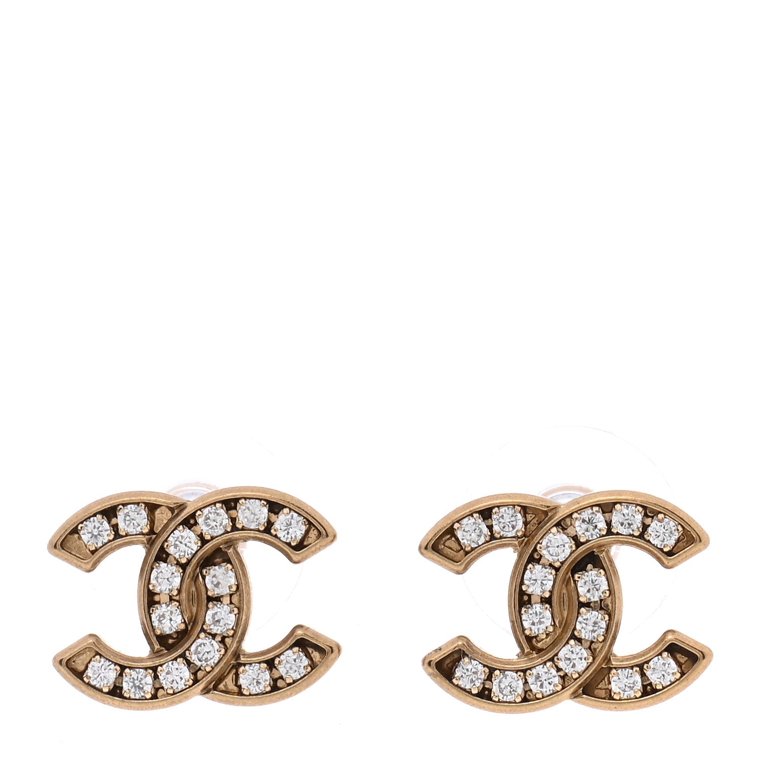 Chanel Crystal CC Earrings Gold 1 of 5