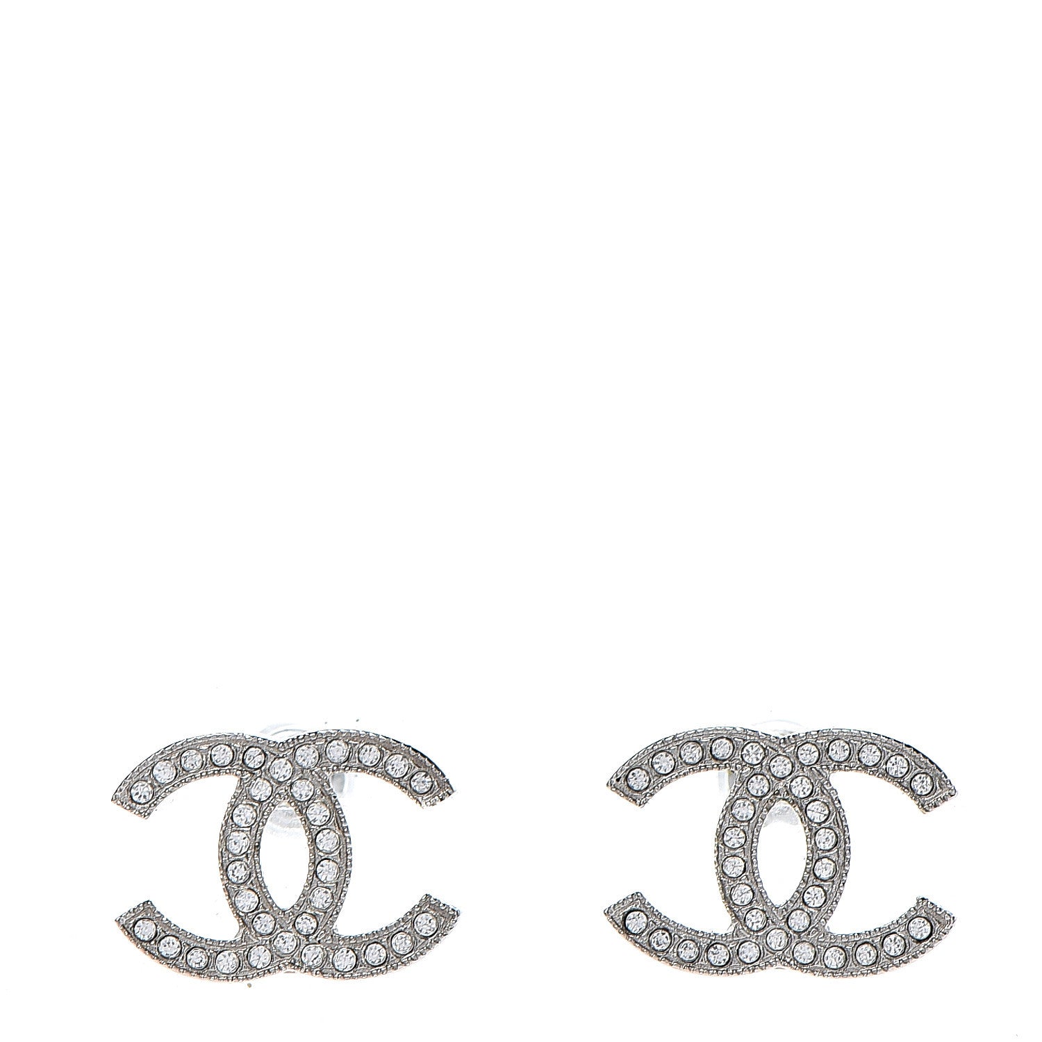 Chanel Crystal CC Earrings Silver 1 of 5
