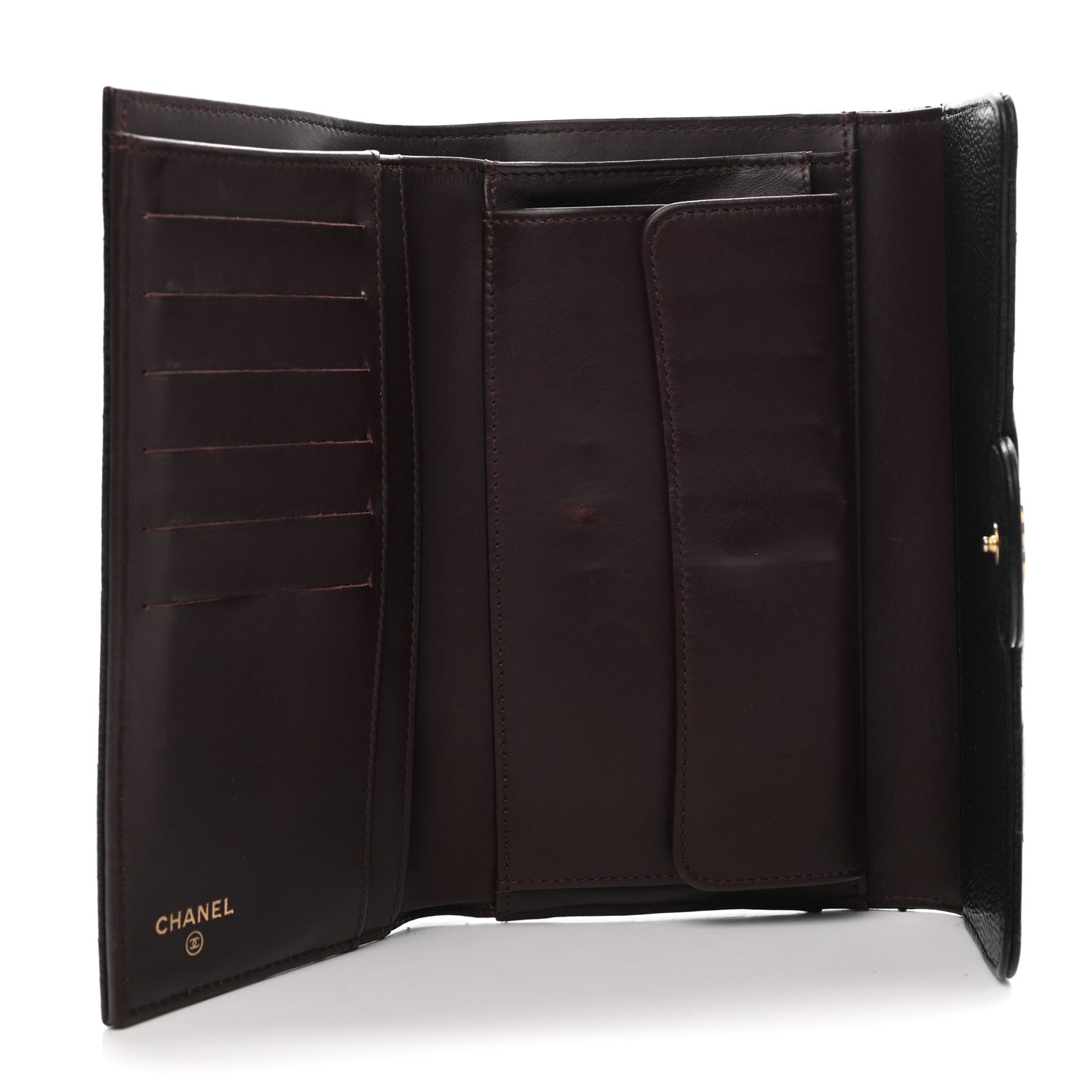 Caviar Quilted Large Flap Wallet Black
