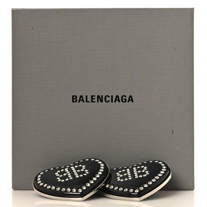 Balenciaga Crystal Resin BB Heart Earrings  Black 5 of 5