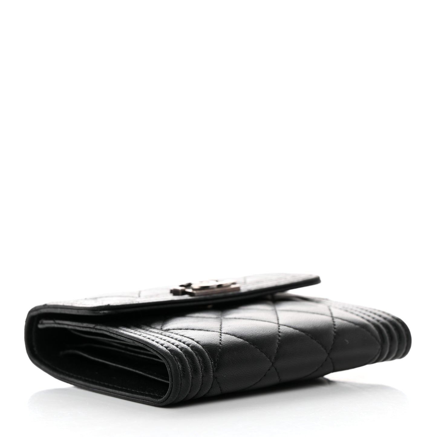 Caviar Quilted Compact Boy Wallet Black