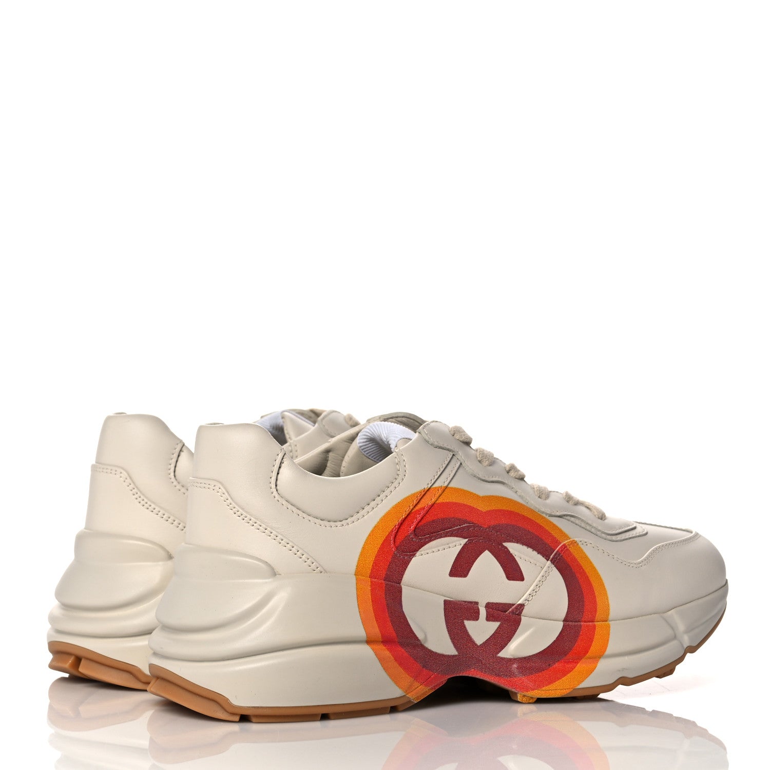 Gucci Calfskin Interlocking G Heart Rhyton Sneakers 36.5 Mystic White 4 of 7