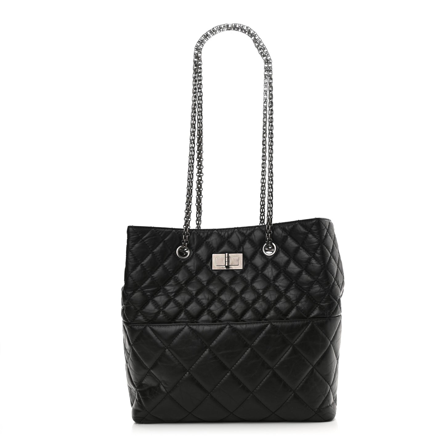Aged Calfskin Quilted Reissue 2.55 Tote Black