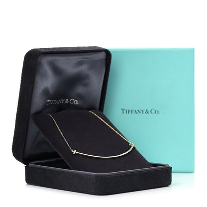 Tiffany 18K Yellow Gold Large T Smile Pendant Necklace 6 of 6