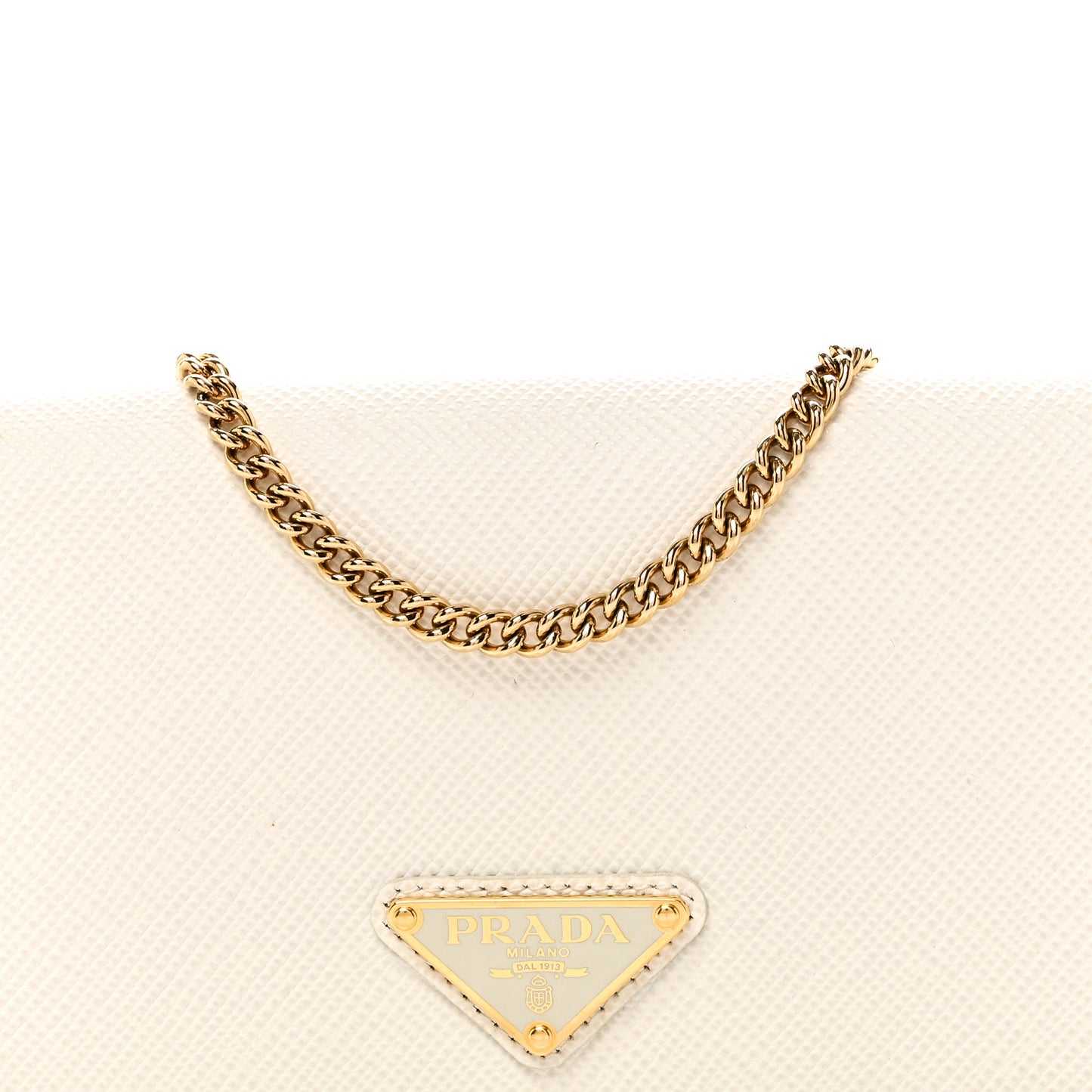 Saffiano Cuir Triangle Logo Miniborse White