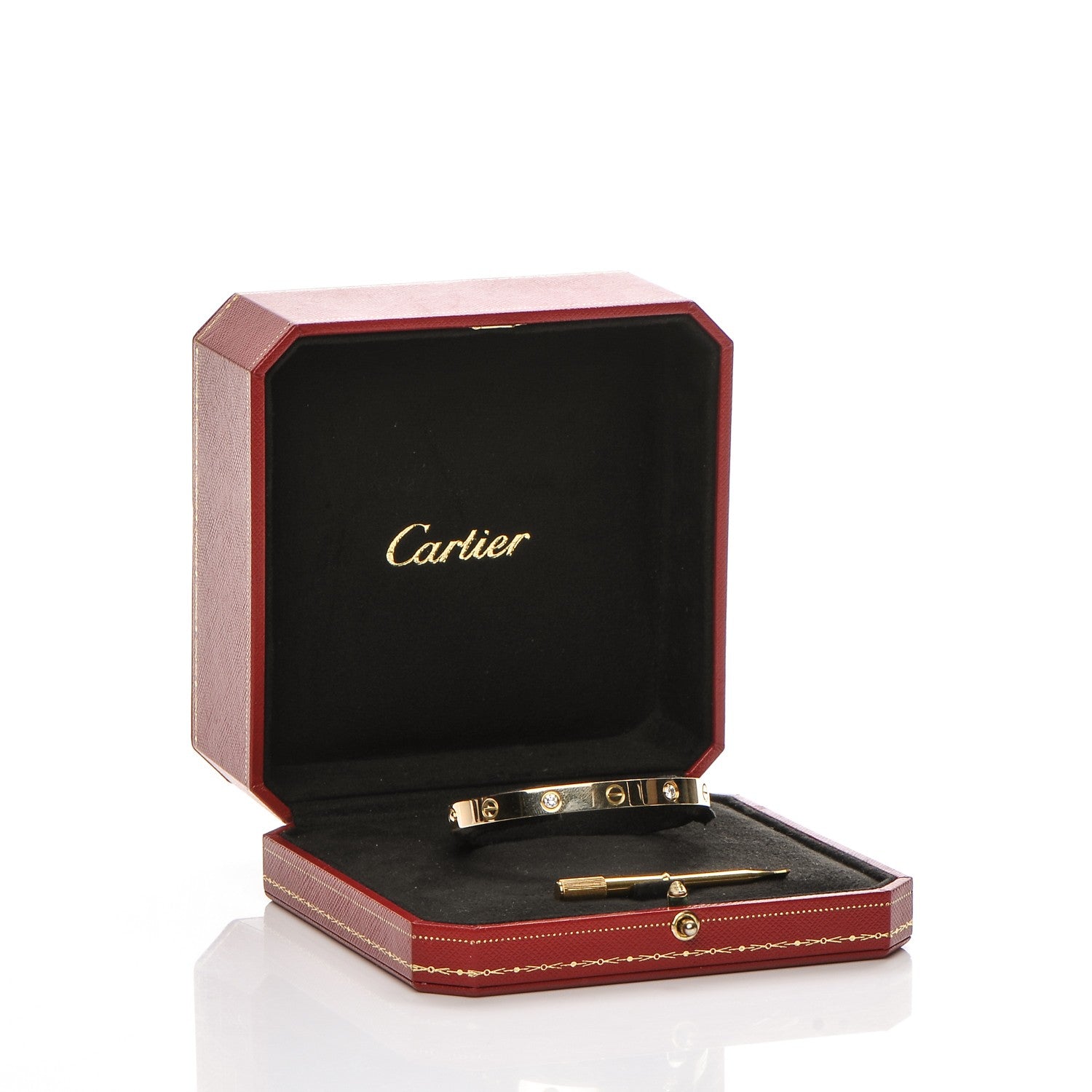 Cartier 18K Yellow Gold 4 Diamond LOVE Bracelet 17 8 of 8
