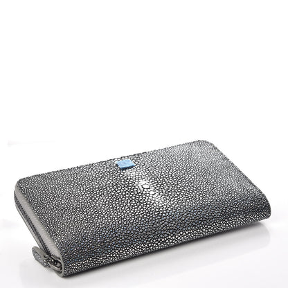 Chanel Metallic Galuchat Stingray Zip Around Wallet Silver 4 of 11