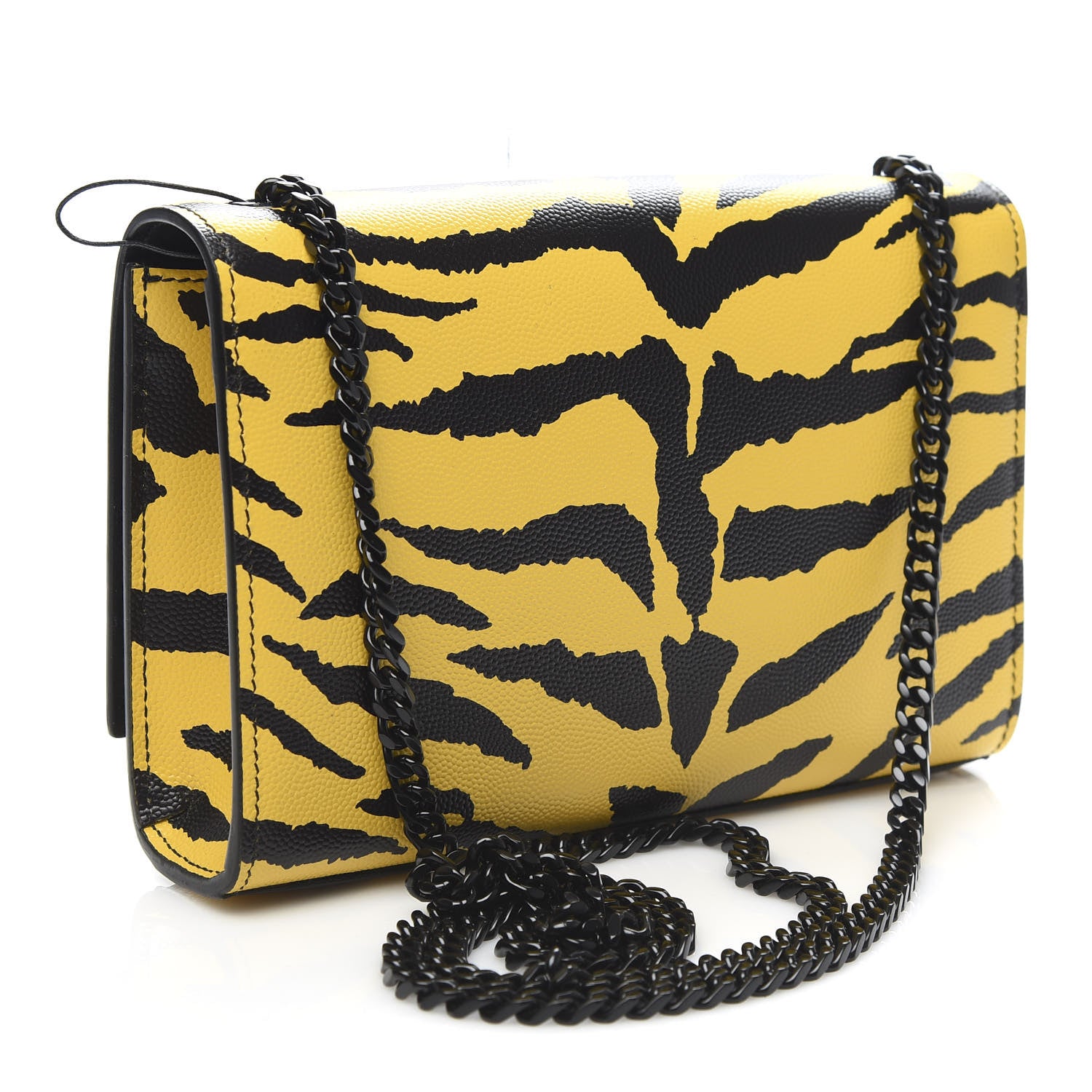 Saint Laurent Grain De Poudre Zebra Print Small Classic Monogram Kate Satchel Yellow 3 of 9