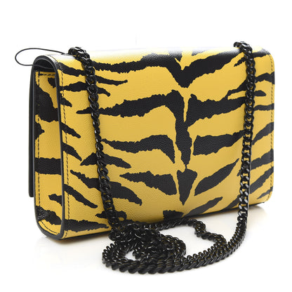 Saint Laurent Grain De Poudre Zebra Print Small Classic Monogram Kate Satchel Yellow 3 of 9