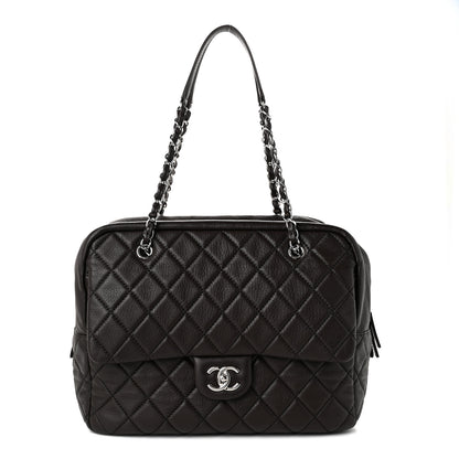 Chanel Lambskin Quilted Travel Flap Tote Dark Brown 1 of 10