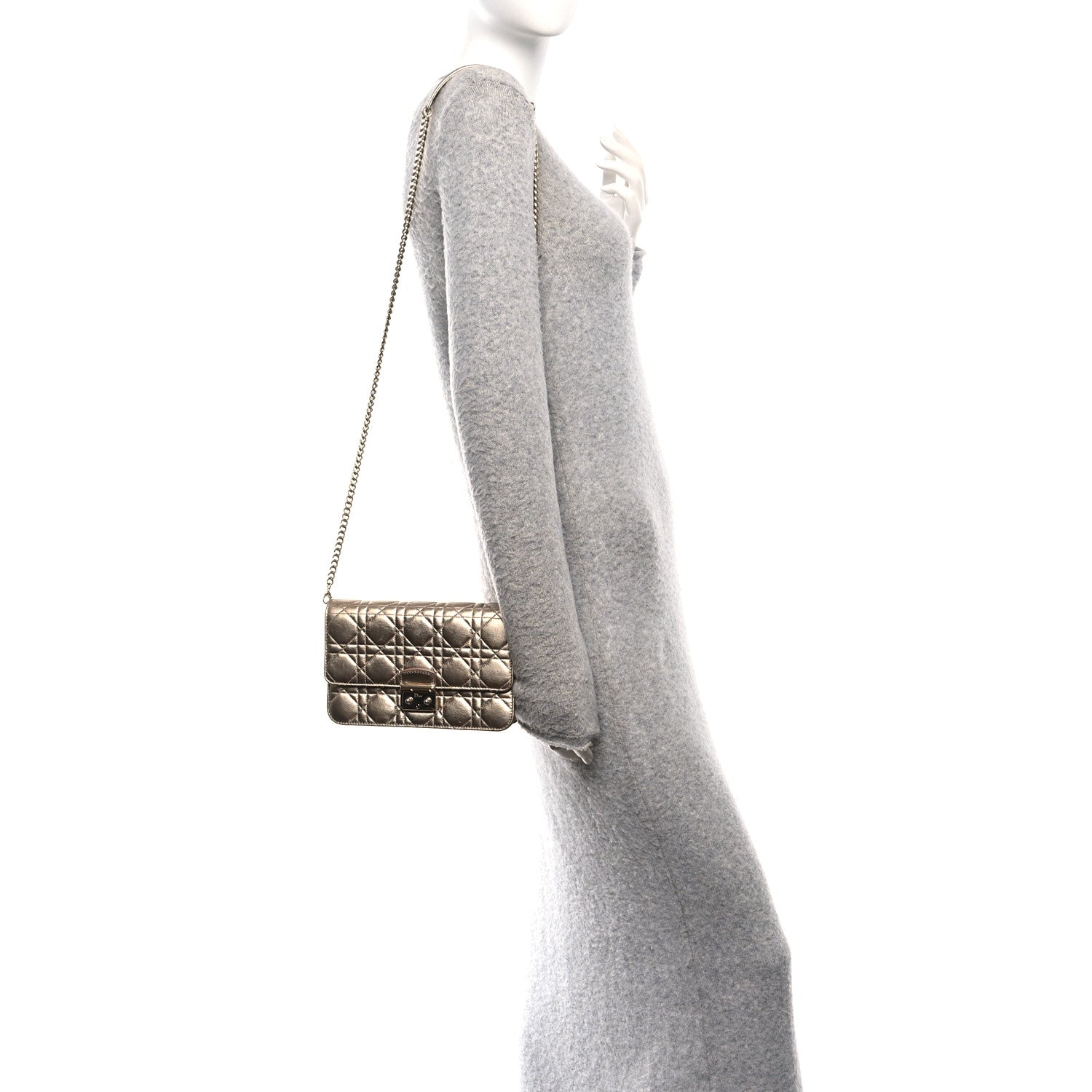 Christian Dior Metallic Lambskin Cannage Miss Dior Promenade Pouch Gold 2 of 10