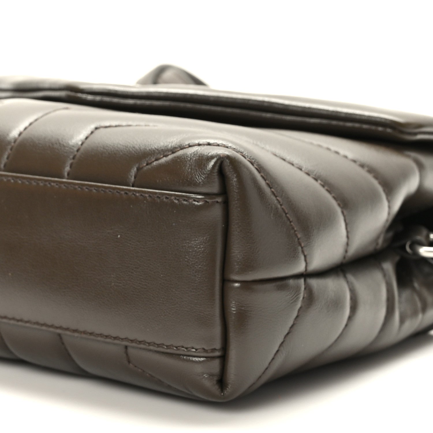Saint Laurent Calfskin Y Quilted Monogram Toy Loulou Crossbody Bag Military Olive 8 of 9
