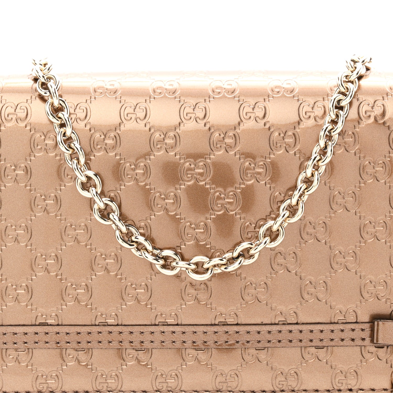 Gucci Metallic Patent Microguccissima Signature Chain Wallet Bronze 8 of 10