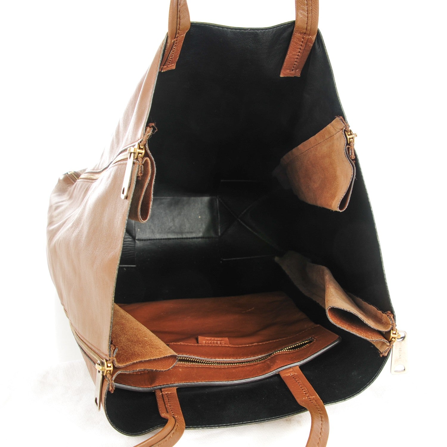 Celine Lambskin Vertical Zip Gusset Cabas Camel 5 of 9