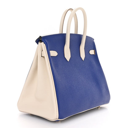 Hermes Epsom Horseshoe Birkin 25 Bleu Electrique Craie 3 of 11