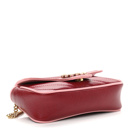 Gucci Azalea Calfskin Enamel Matelasse Diagonal Super Mini Torchon GG Marmont Shoulder Bag New Cherry Red Wild Rose 4 of 11