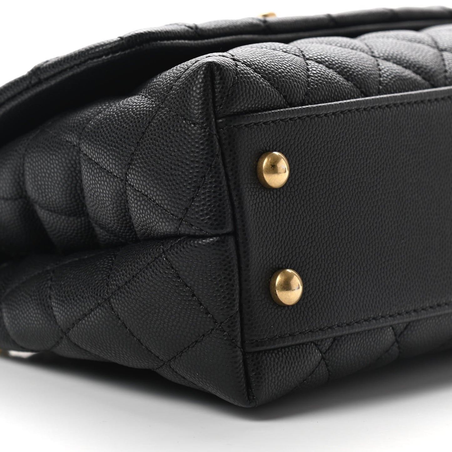 Caviar Lizard Embossed Quilted Mini Coco Handle Flap Black