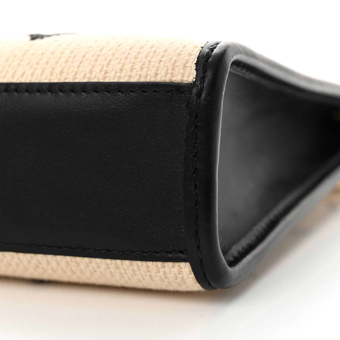 Raffia Calfskin Monogram Toiletry Pouch On Chain Beige Black