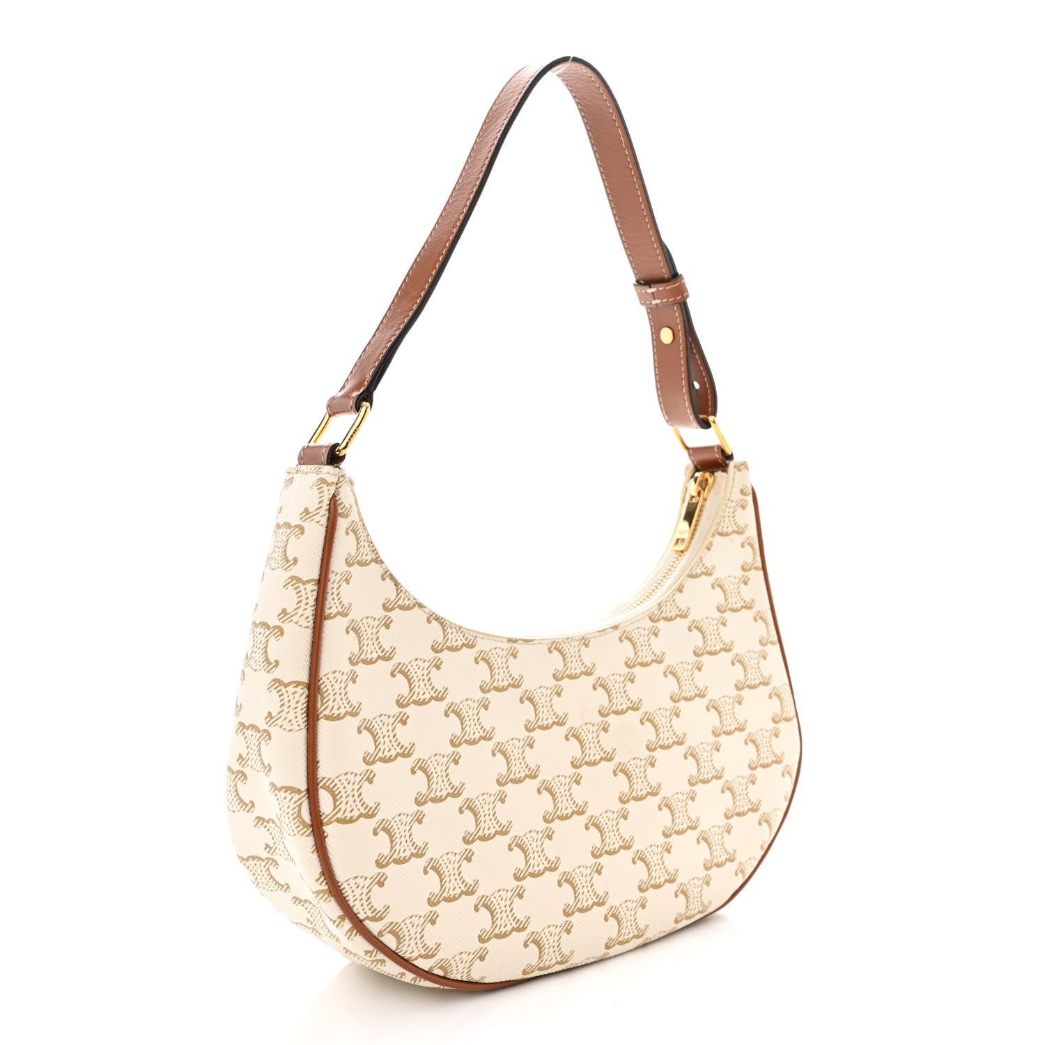 Celine Canvas Calfskin Ava Triomphe Shoulder Bag White 3 of 14