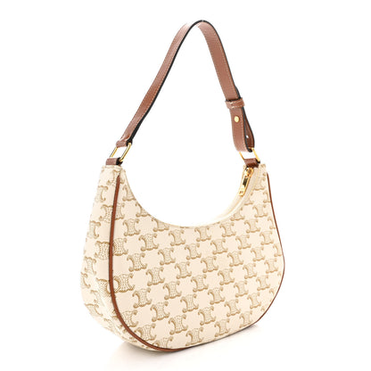 Celine Canvas Calfskin Ava Triomphe Shoulder Bag White 3 of 14