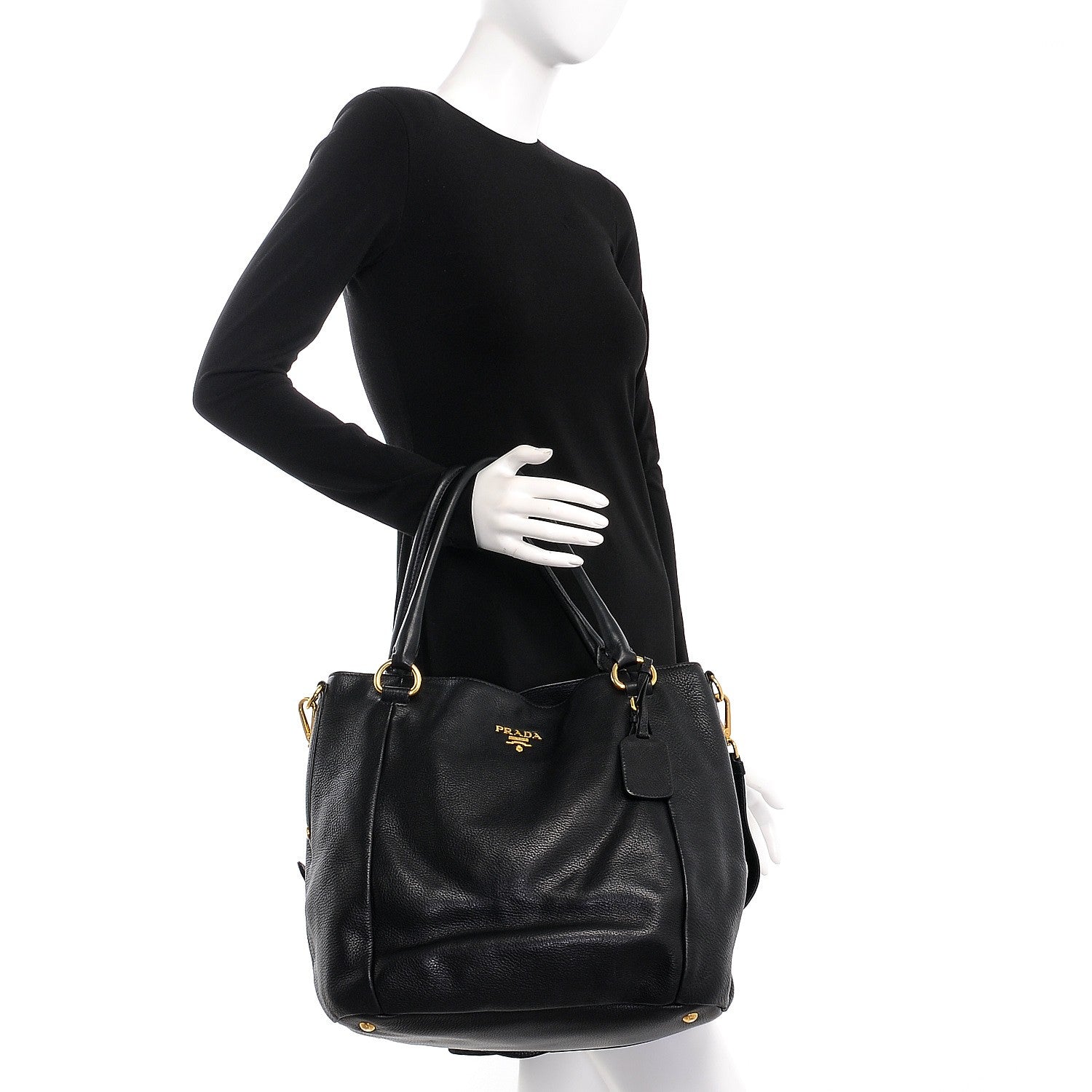 Prada Vitello Daino Tote Nero Black 3 of 13