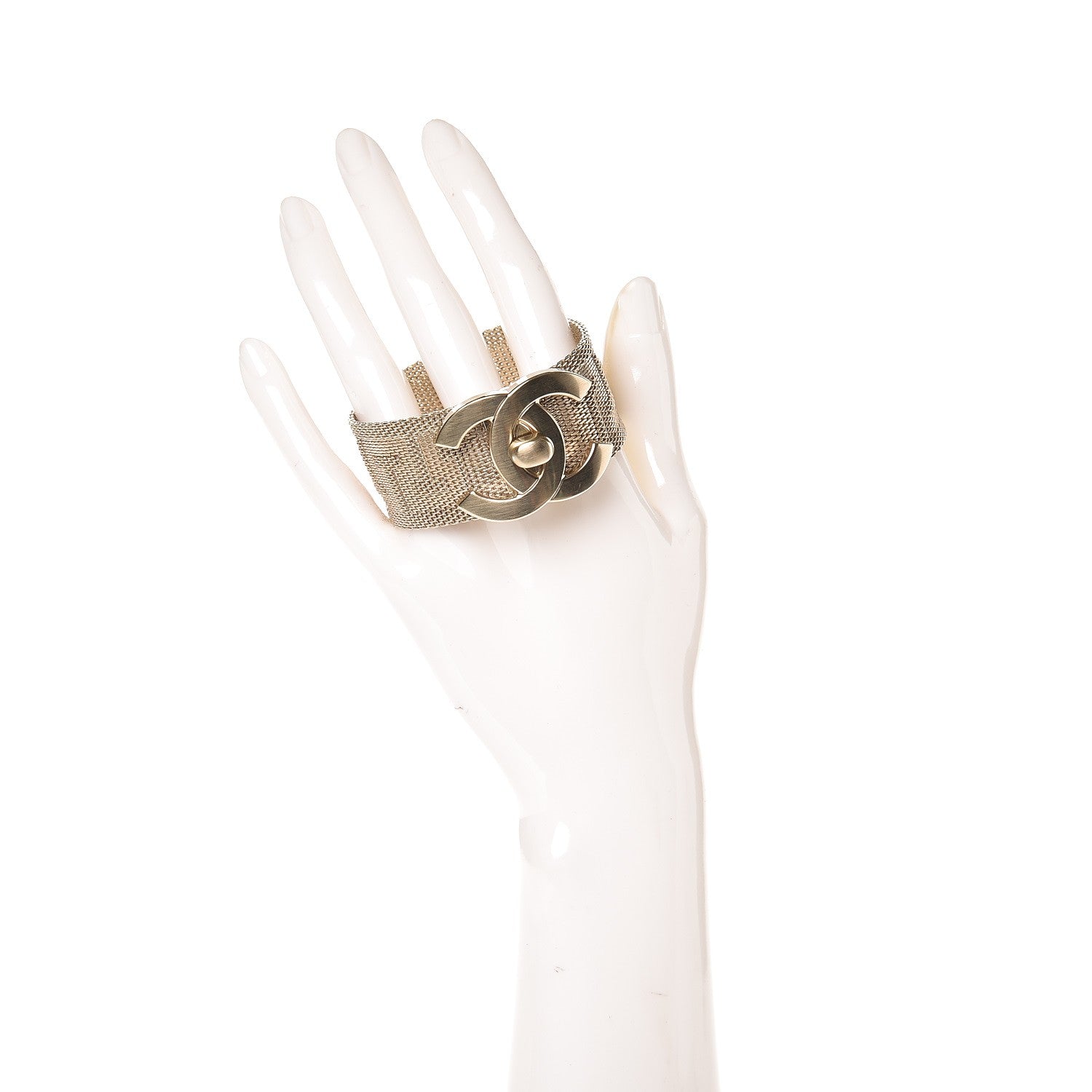 Chanel Metal Mesh CC Turnlock Bracelet Medium Gold 2 of 6