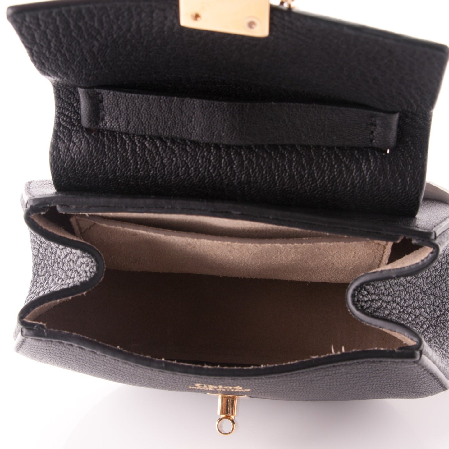 Grained Lambskin Nano Drew Shoulder Bag Black