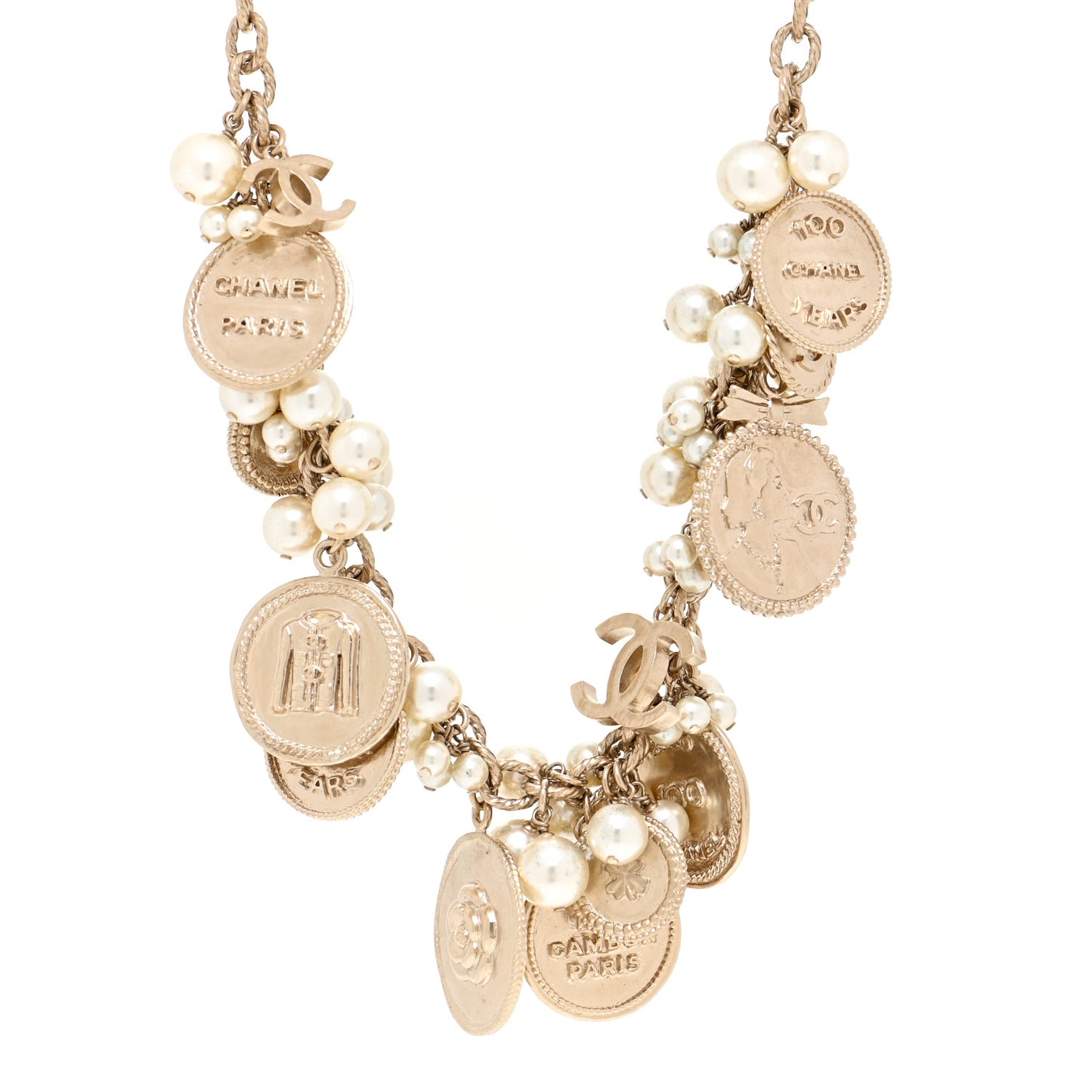 CC Medallion 100 Anniversary Chain Necklace Gold