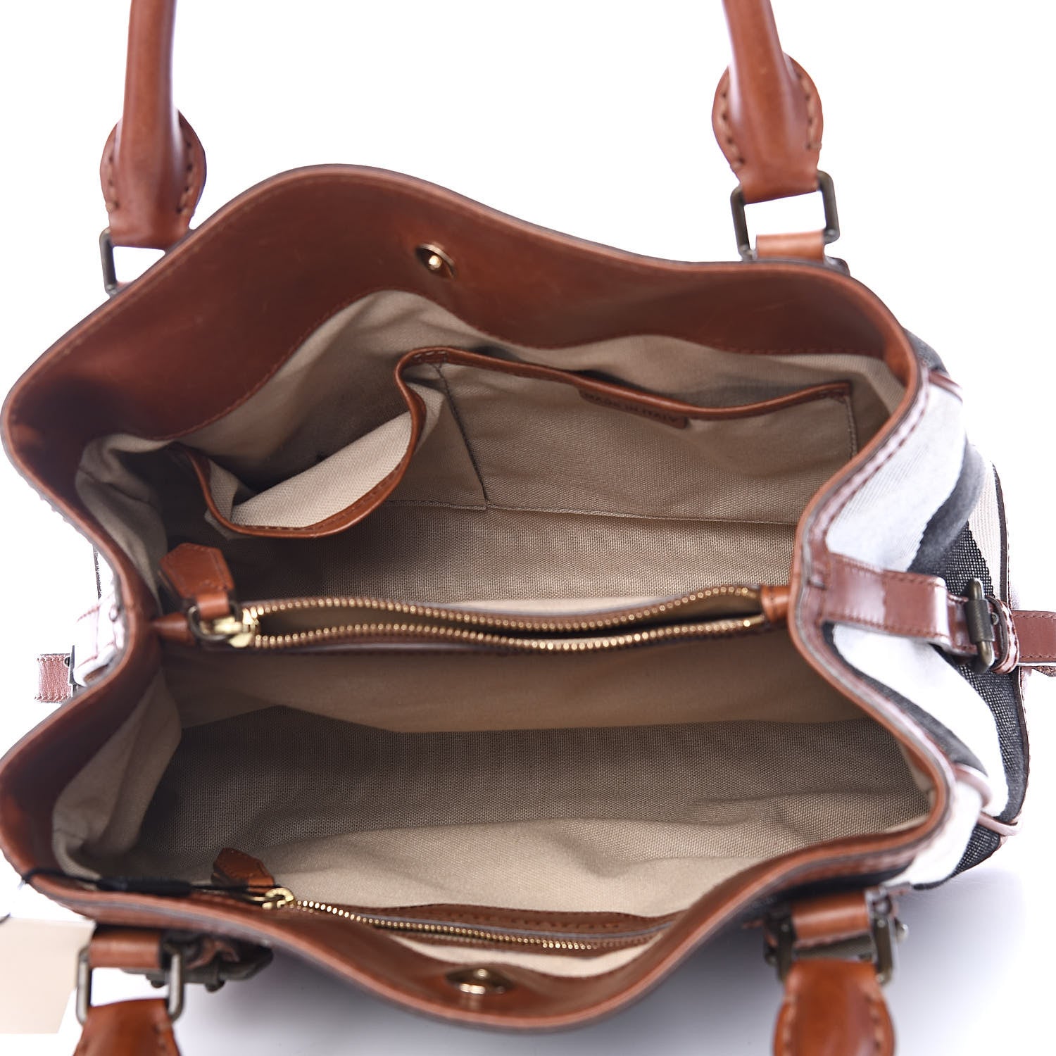 Burberry Mega Check Canvas Small Marston Tote Pale Beige 5 of 16