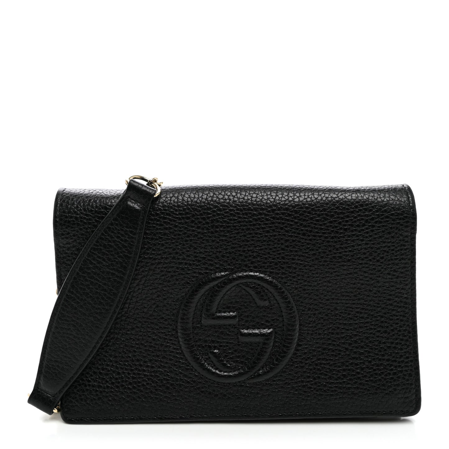 Pebbled Calfskin Soho Wallet On Chain Black