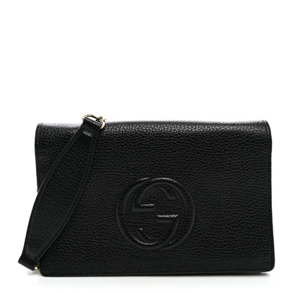 Gucci Pebbled Calfskin Soho Wallet On Chain Black 1 of 8