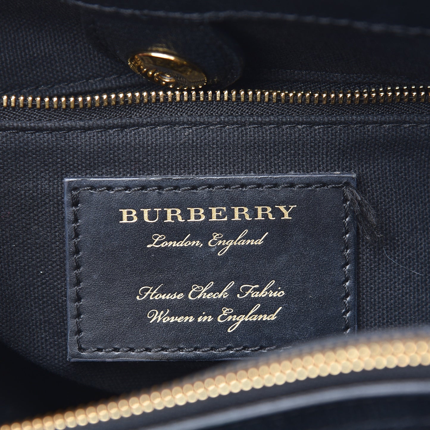 Grainy Calfskin House Check Medium Banner Tote Black