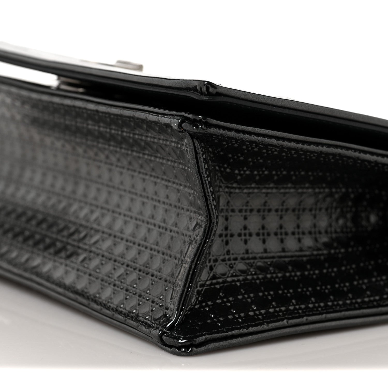 Christian Dior Metallic Patent Micro-Cannage Small Diorama Flap Bag Onyx Black 7 of 10