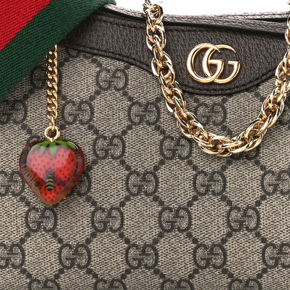 Gucci GG Supreme Monogram Textured Dollar Calfskin Web Small Ophidia GG Handbag Beige Ebony New Acero 9 of 11