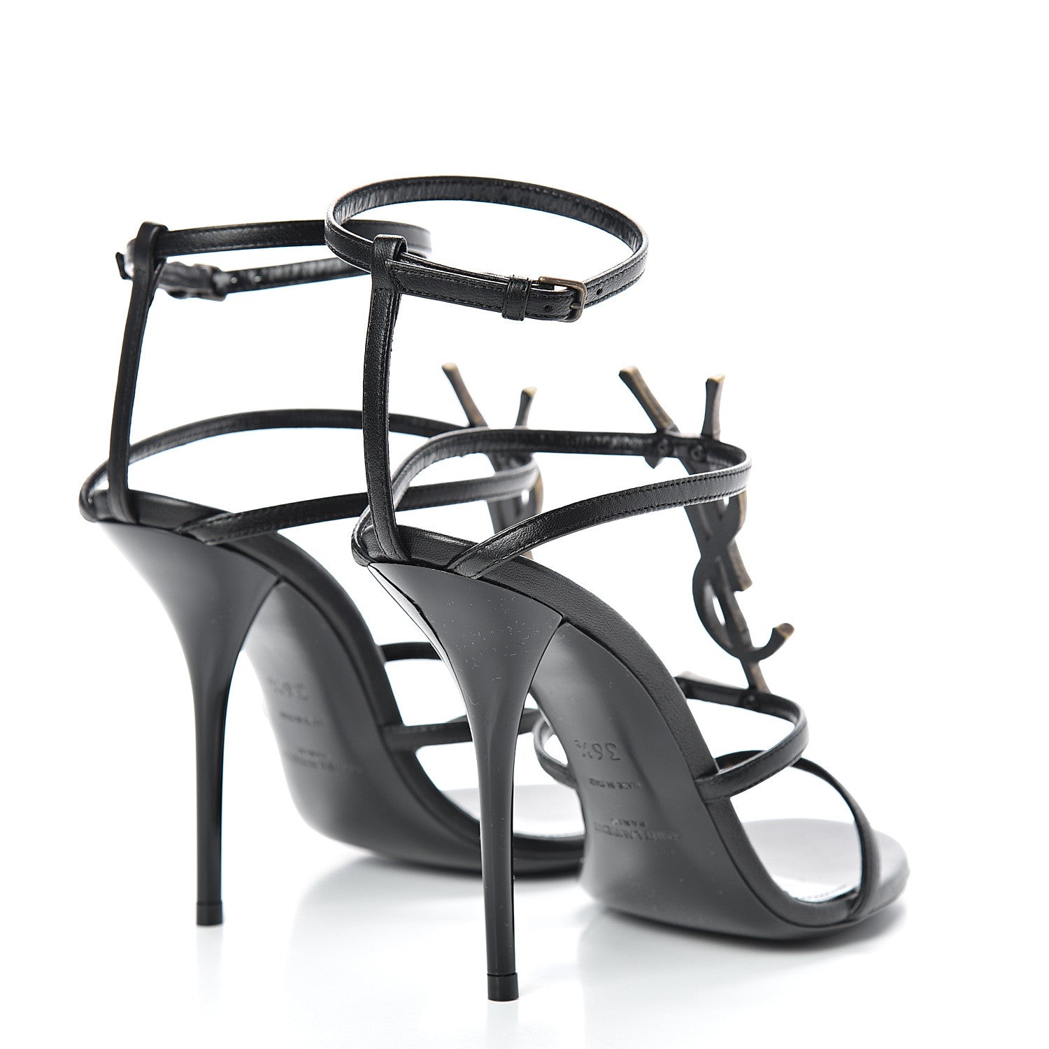 Saint Laurent Calfskin Cassandra 110 Sandals 36.5 Black 4 of 8