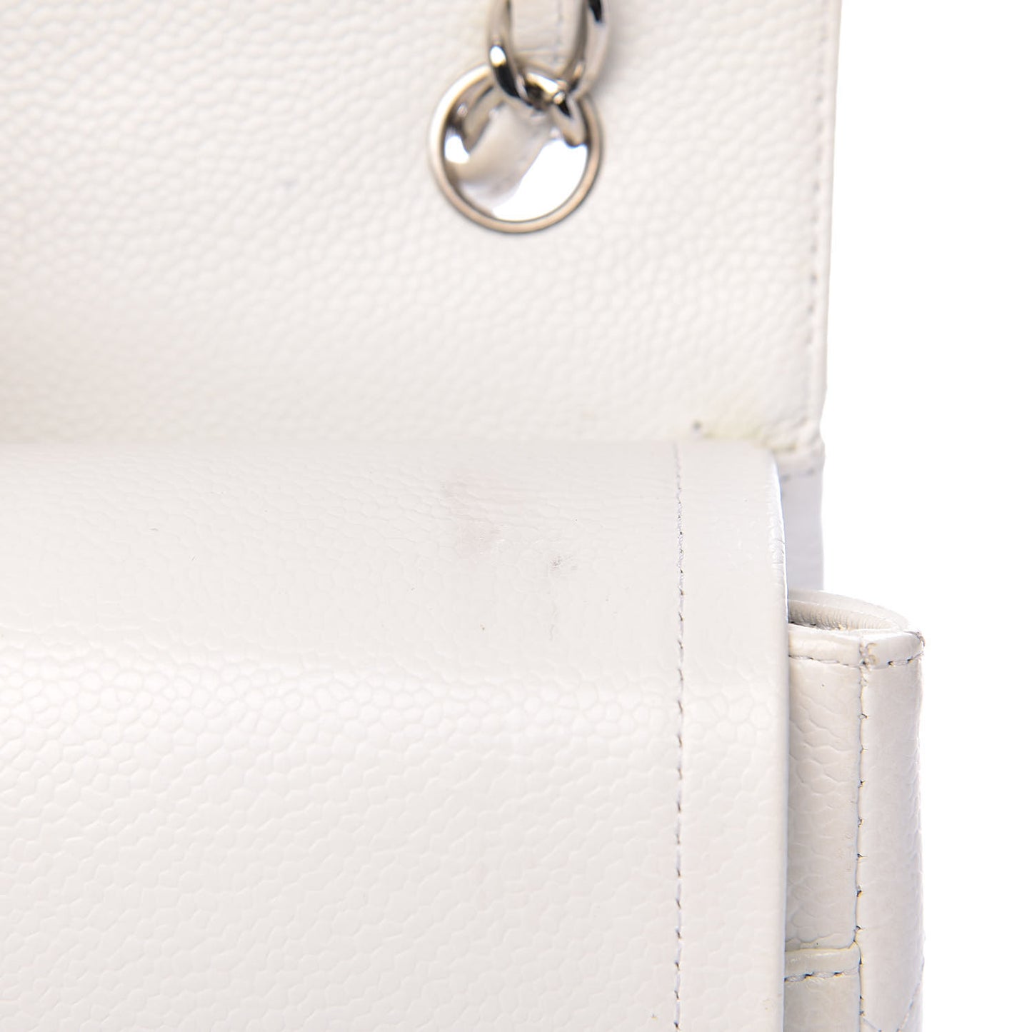 Caviar Quilted Jumbo Double Flap White