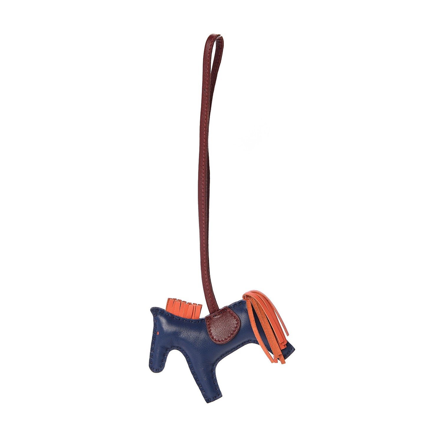 Milo Lambskin Grigri Rodeo Horse Bag Charm PM Bleu de Malte Rouge H Peony
