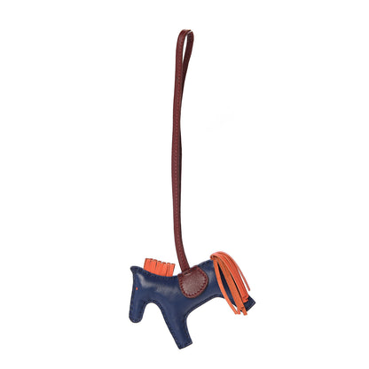 Hermes Milo Lambskin Grigri Rodeo Horse Bag Charm PM Bleu de Malte Rouge H Peony 1 of 4