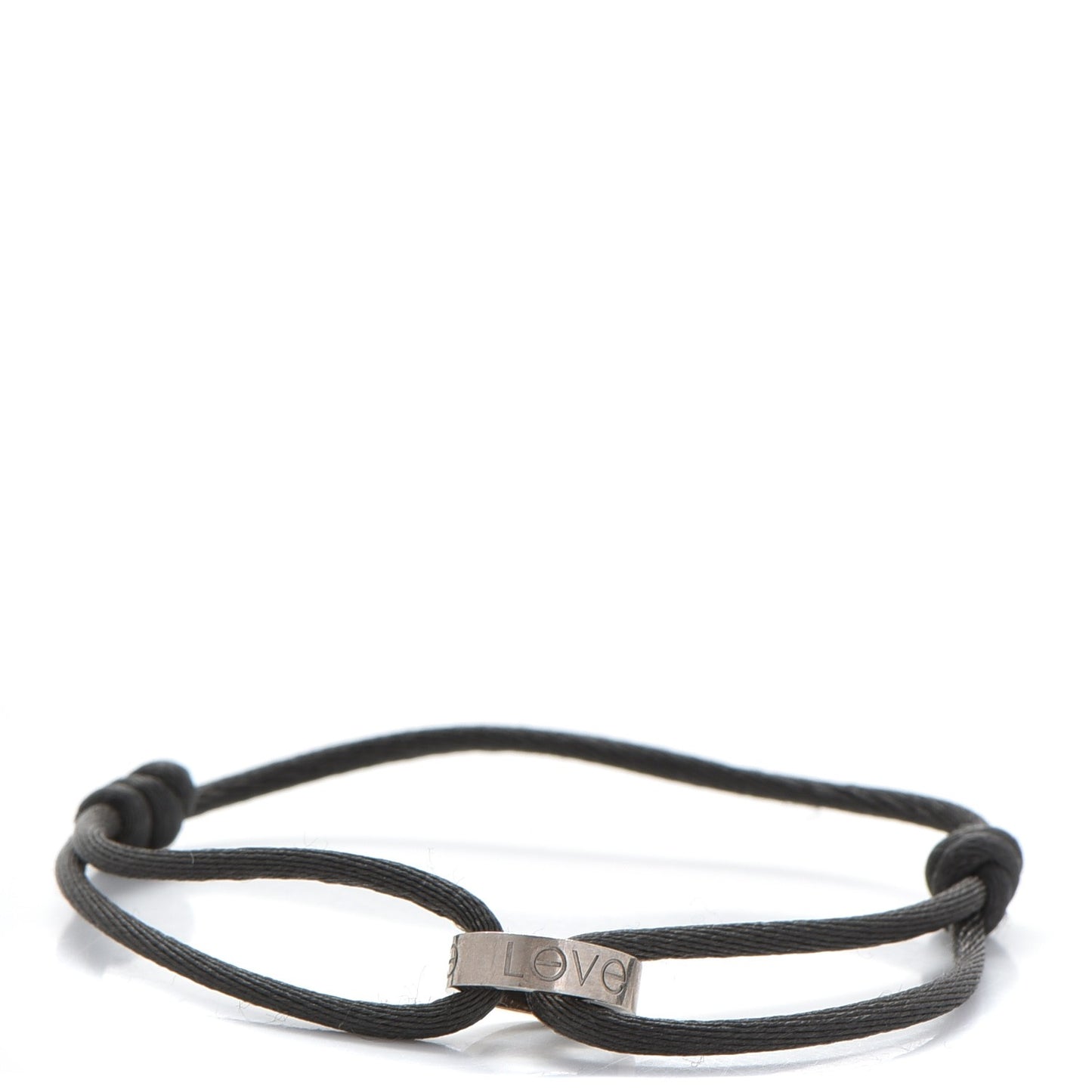 18K White Gold Charity LOVE Adjustable Cord Bracelet Black