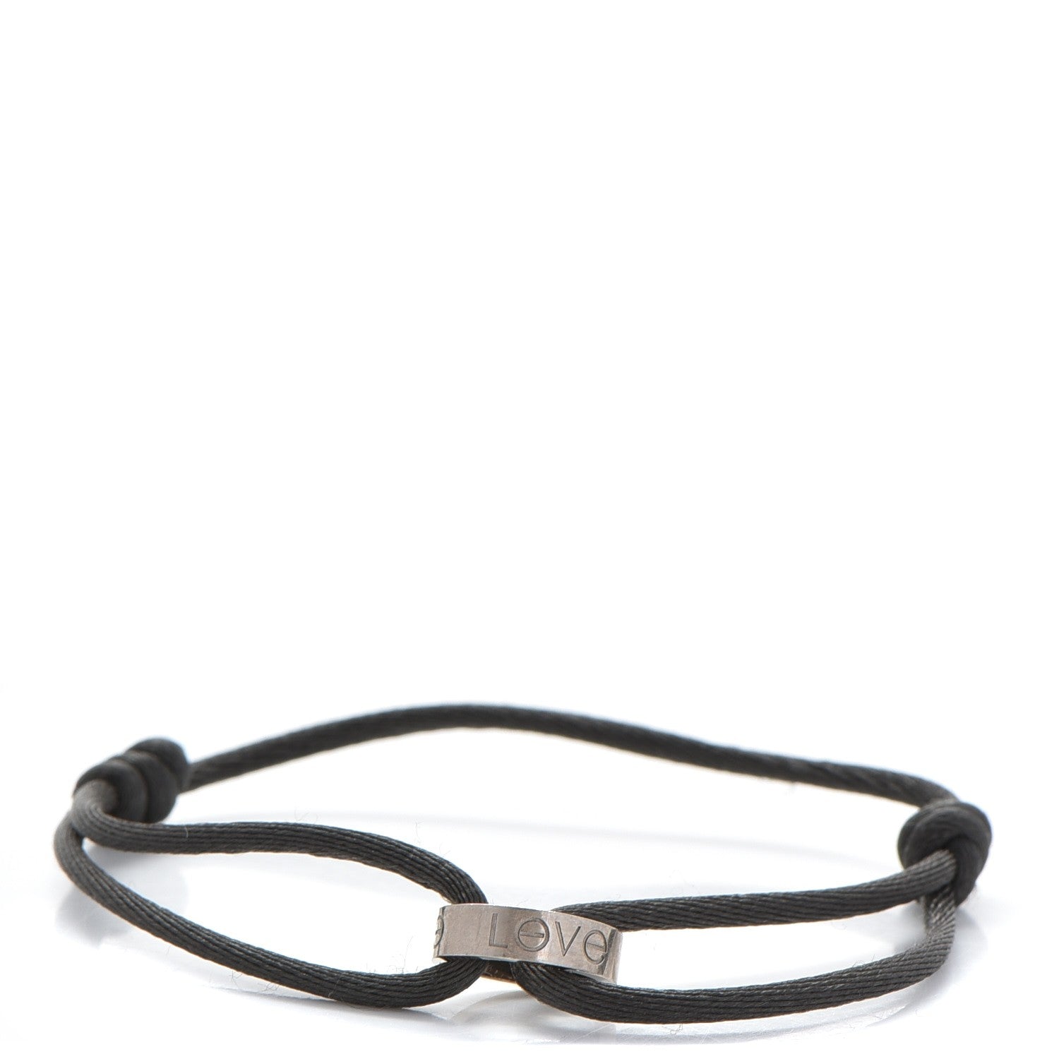 Cartier 18K White Gold Charity LOVE Adjustable Cord Bracelet Black 1 of 8