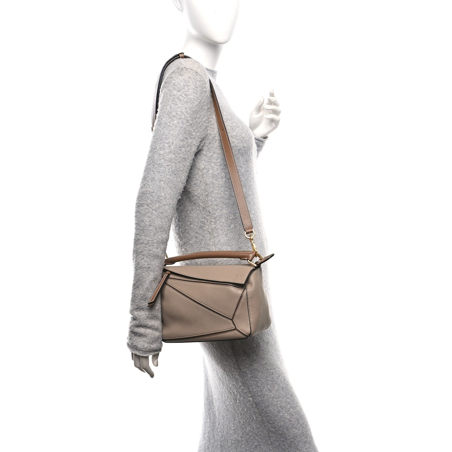 Loewe Grained Calfskin Small Puzzle Bag Sand Mink 2 of 11