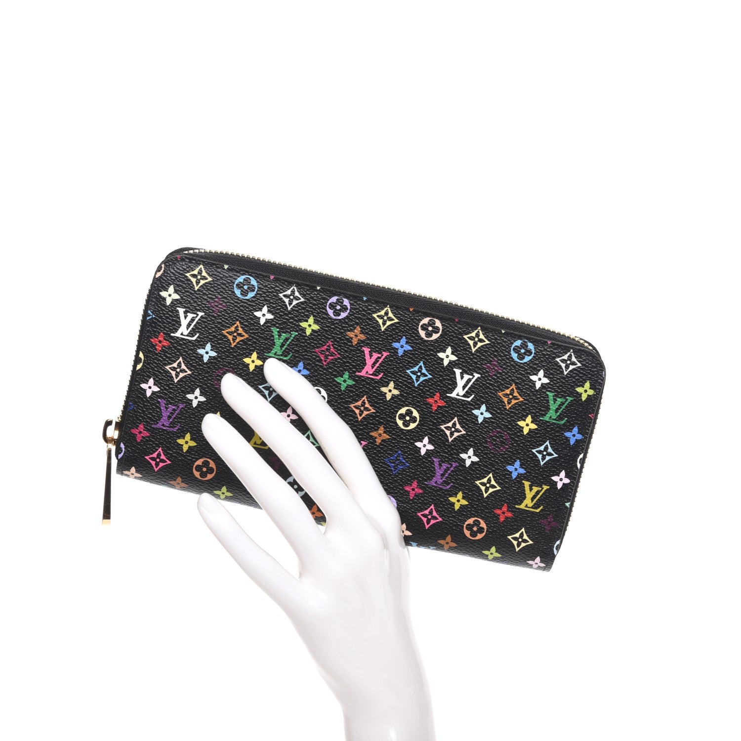 Louis Vuitton Monogram Multicolor Zippy Wallet Black Violet 2 of 7