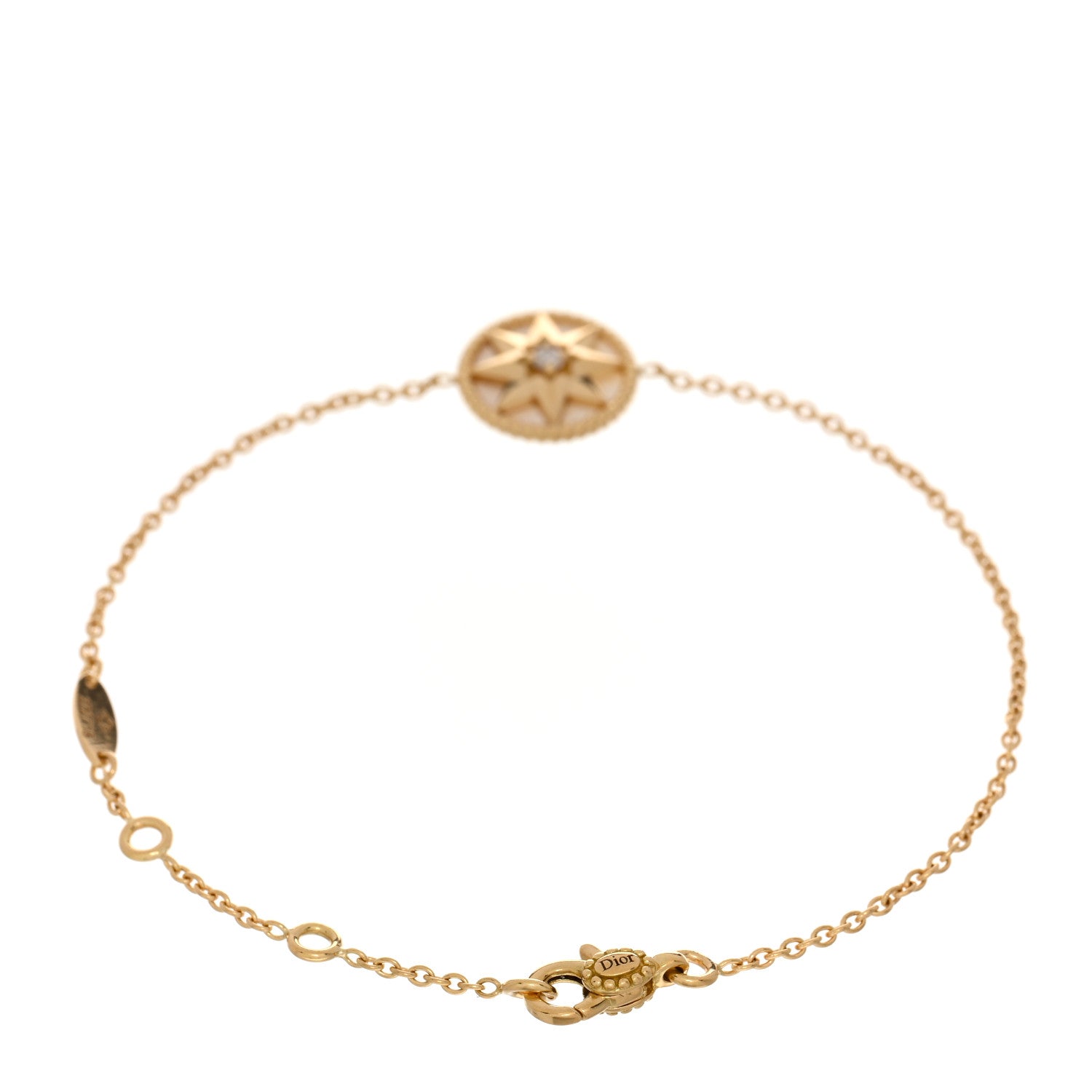 Christian Dior 18K Yellow Gold Diamond Mother of Pearl Rose Des Vents Bracelet 3 of 4