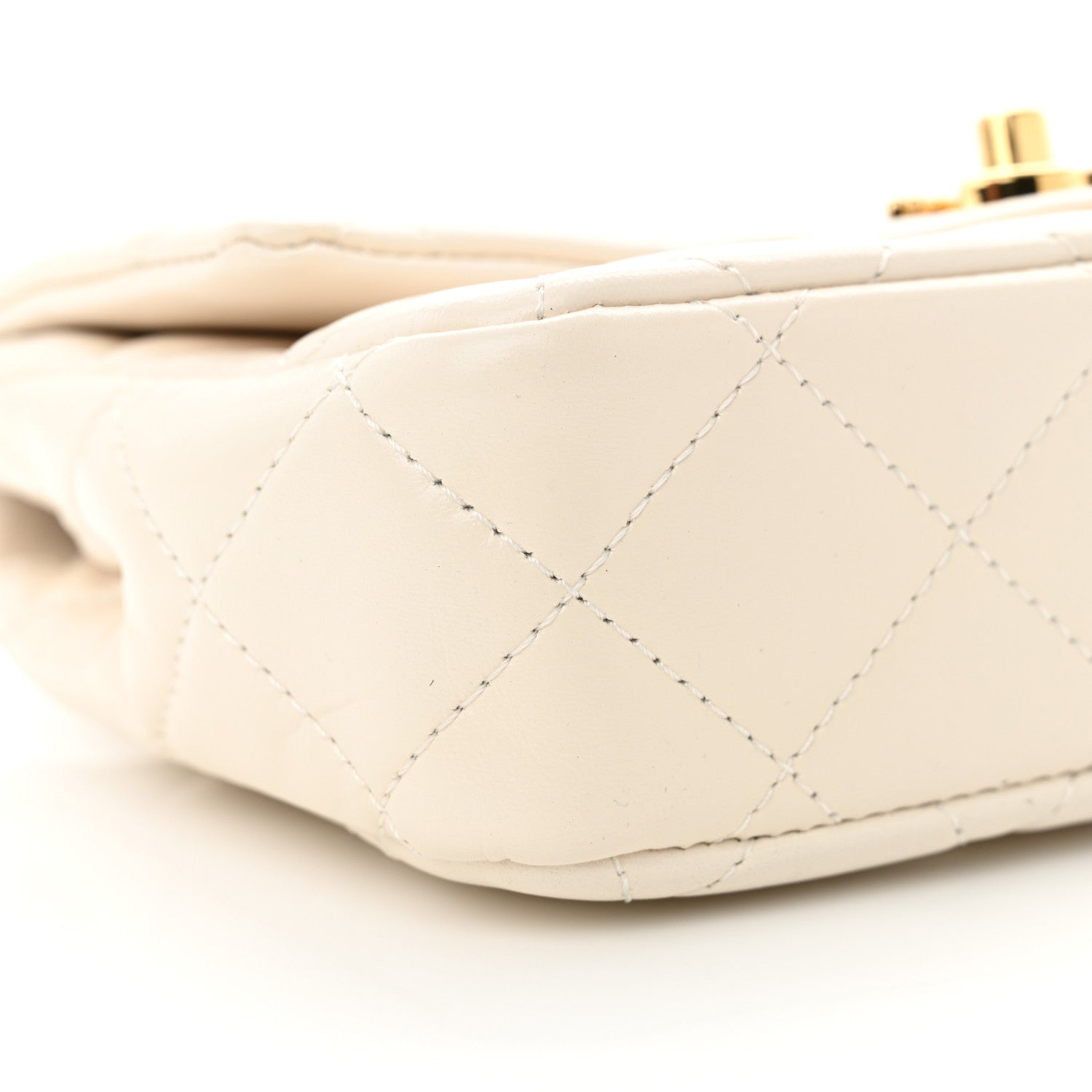 Chanel Shiny Lambskin Quilted Golden Links Top Handle Flap White 9 of 11